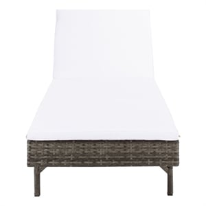 Safavieh Cam Wicker and Rattan Sunlounger in Gray / Brown / White