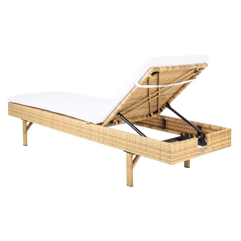 Safavieh Cam Wicker and Rattan Sunlounger in Natural / White