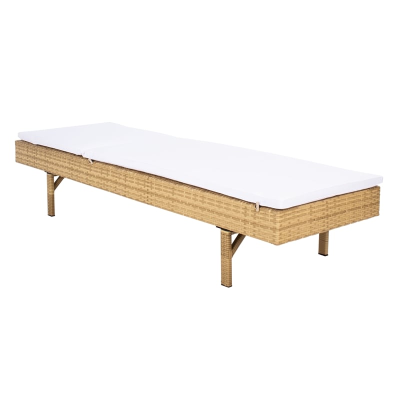 Safavieh Cam Wicker and Rattan Sunlounger in Natural / White