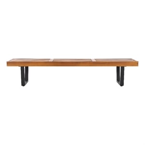 Safavieh Heather 72&quot Steel Bench in Natural / Black