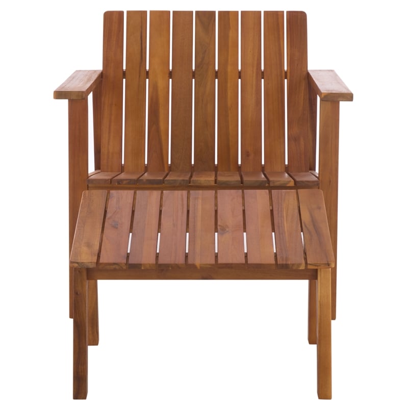 Safavieh Fallon Wood Chair and Ottoman in Natural