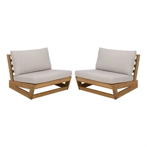 Safavieh Duncan Wood Chair Set of 2 in Natural / Light Gray