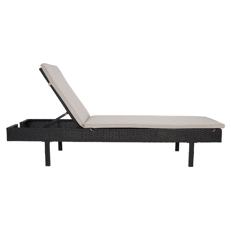 Safavieh Cam Wicker and Rattan Sunlounger in Black / Light Gray
