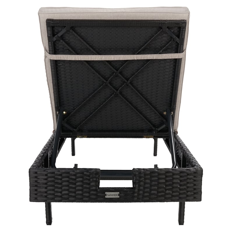 Safavieh Cam Wicker and Rattan Sunlounger in Black / Light Gray