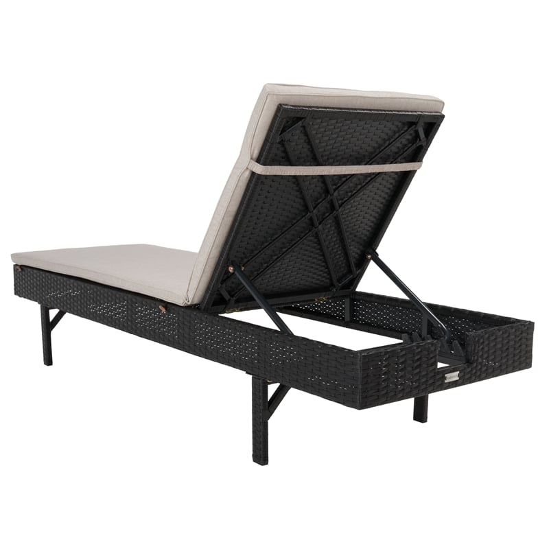 Safavieh Cam Wicker and Rattan Sunlounger in Black / Light Gray