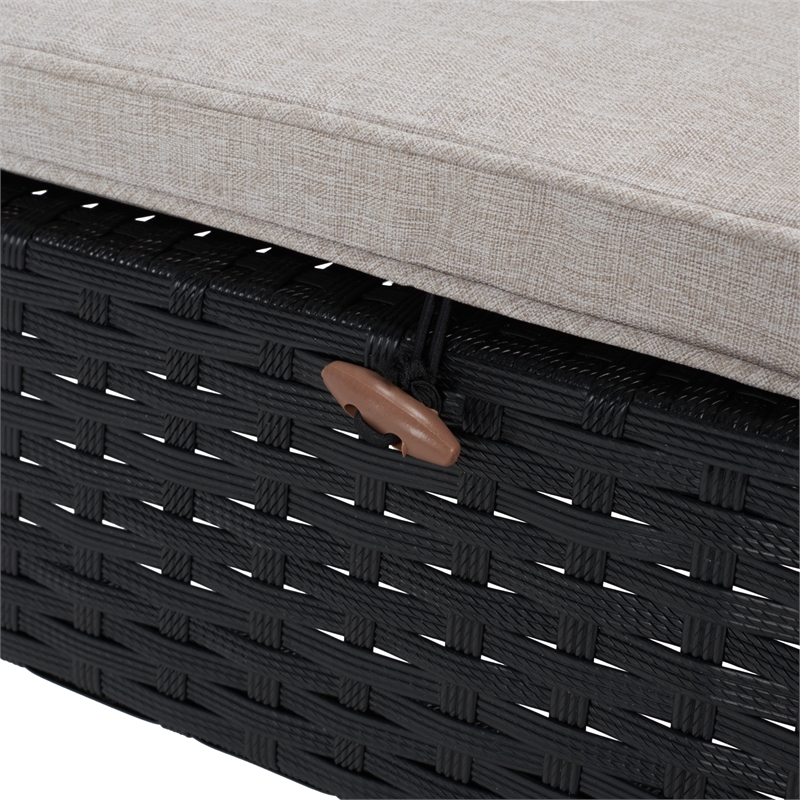 Safavieh Cam Wicker and Rattan Sunlounger in Black / Light Gray