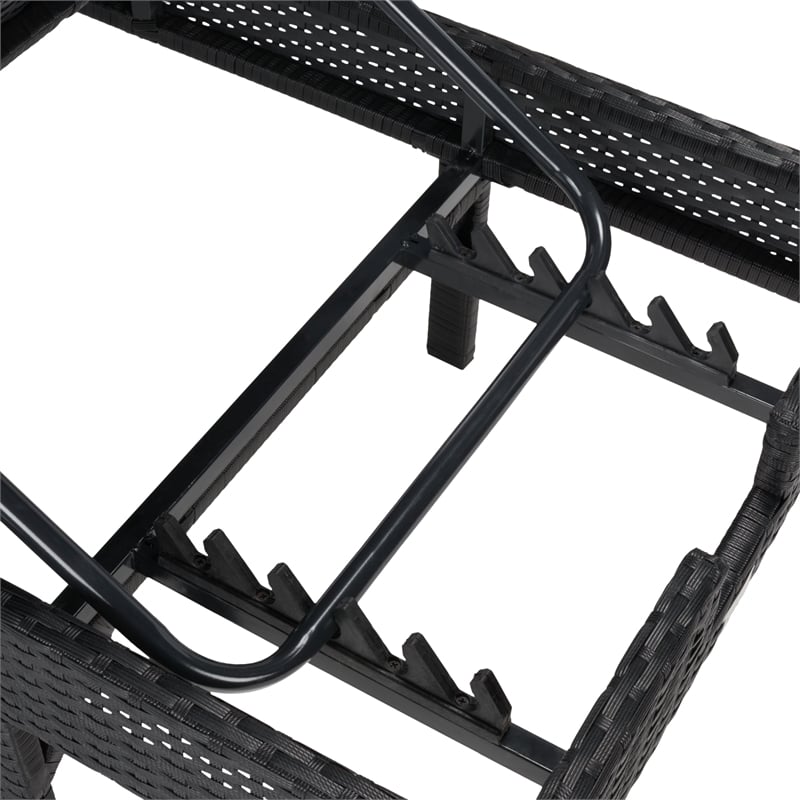 Safavieh Cam Wicker and Rattan Sunlounger in Black / Light Gray