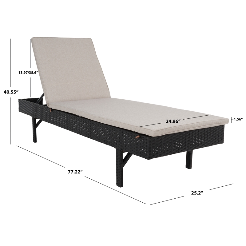 Safavieh Cam Wicker and Rattan Sunlounger in Black / Light Gray
