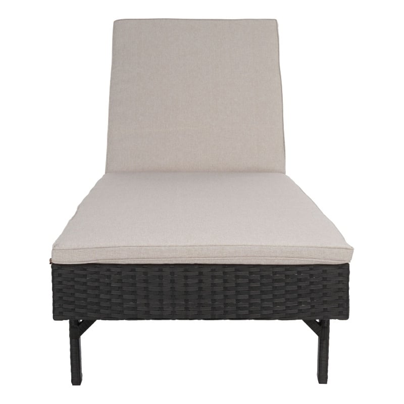 Safavieh Cam Wicker and Rattan Sunlounger in Black / Light Gray