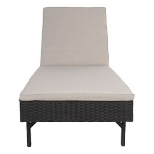Safavieh Cam Wicker and Rattan Sunlounger in Black / Light Gray