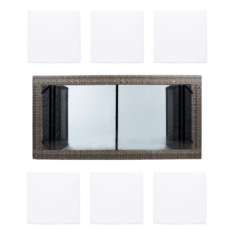 Safavieh Horus Wicker and Rattan Dining Set in Gray / Brown / White