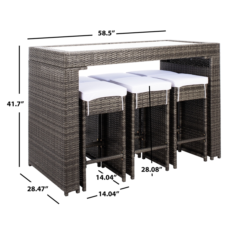 Safavieh Horus Wicker and Rattan Dining Set in Gray / Brown / White