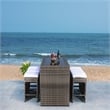 Safavieh Horus Wicker and Rattan Dining Set in Gray / Brown / White