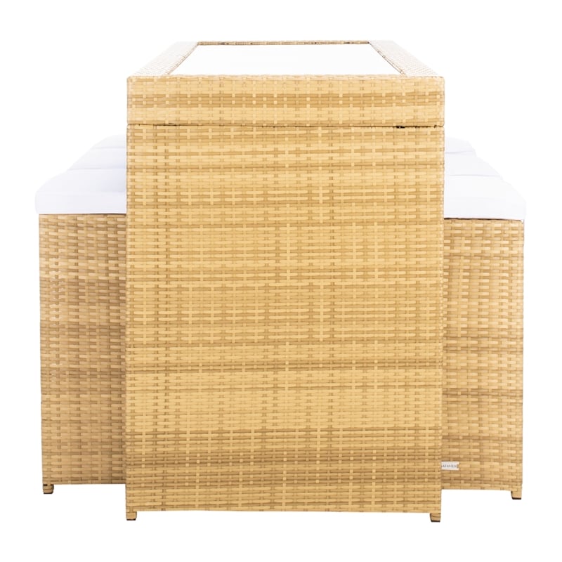 Safavieh Horus Wicker and Rattan Dining Set in Natural / White