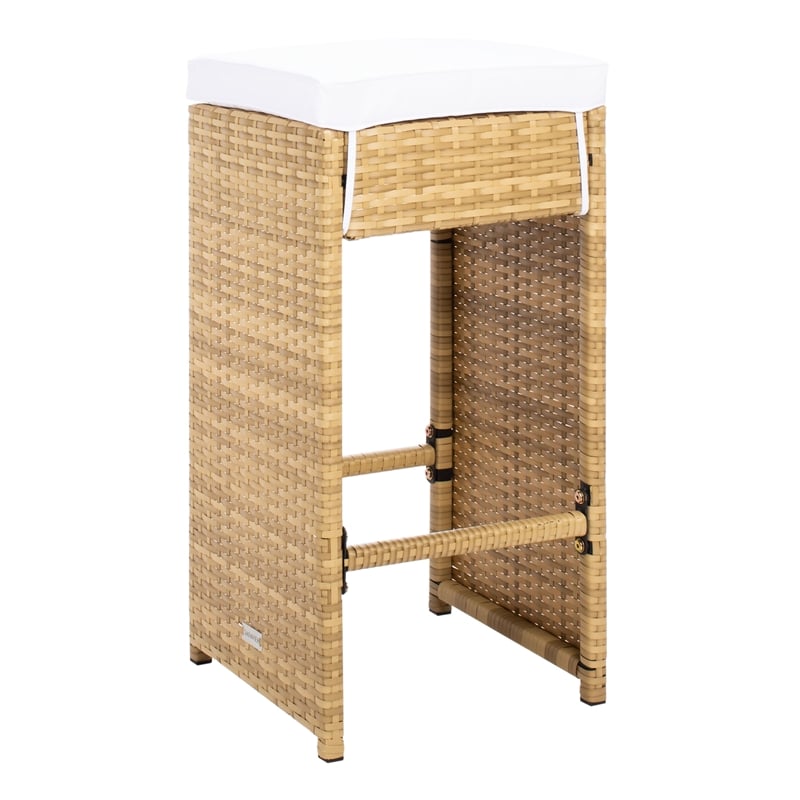 Safavieh Horus Wicker and Rattan Dining Set in Natural / White