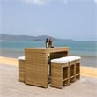 Safavieh Horus Wicker and Rattan Dining Set in Natural / White
