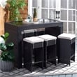 Safavieh Horus Wicker and Rattan Dining Set in Black / Light Gray