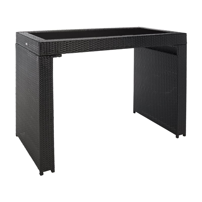 Safavieh Horus Wicker and Rattan Dining Set in Black / Light Gray