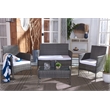 Safavieh Abdul 4Pc Wicker and Rattan Living Set in Gray / Brown / White