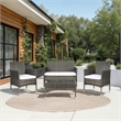 Safavieh Abdul 4Pc Wicker and Rattan Living Set in Gray / Brown / White