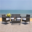 Safavieh Abdul 4Pc Wicker and Rattan Living Set in Gray / Brown / White