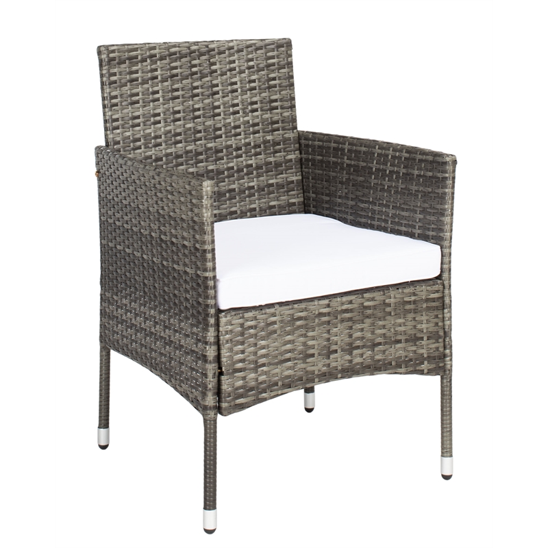 Safavieh Abdul 4Pc Wicker and Rattan Living Set in Gray / Brown / White