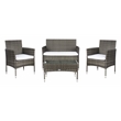 Safavieh Abdul 4Pc Wicker and Rattan Living Set in Gray / Brown / White