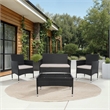 Safavieh Abdul 4Pc Wicker and Rattan Living Set in Black / Light Gray