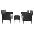 Safavieh Abdul 4Pc Wicker and Rattan Living Set in Black / Light Gray
