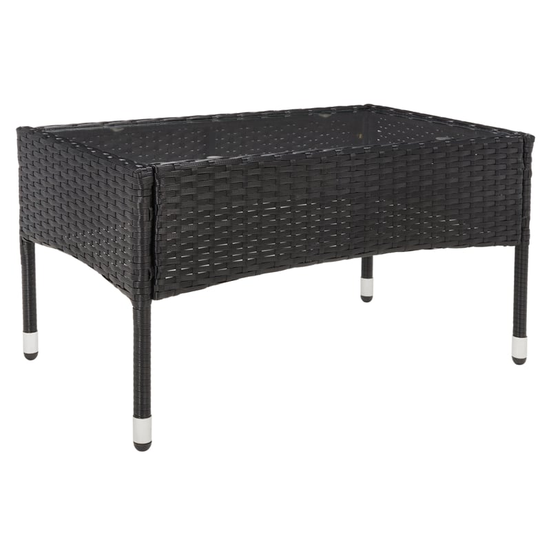 Safavieh Abdul 4Pc Wicker and Rattan Living Set in Black / Light Gray