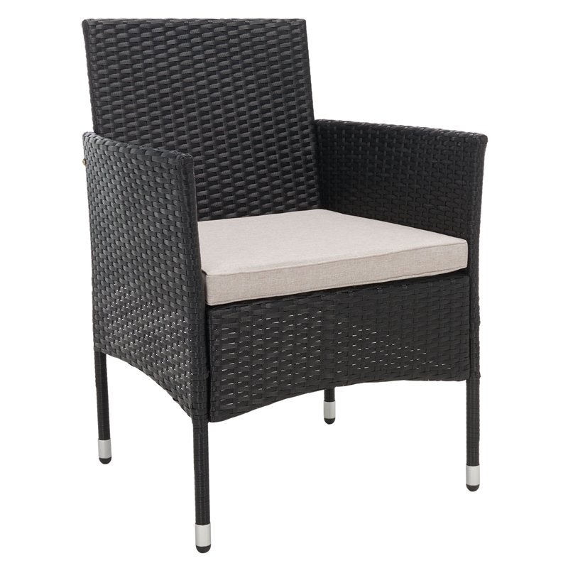 Safavieh Abdul 4Pc Wicker and Rattan Living Set in Black / Light Gray