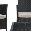 Safavieh Abdul 4Pc Wicker and Rattan Living Set in Black / Light Gray