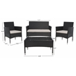 Safavieh Abdul 4Pc Wicker and Rattan Living Set in Black / Light Gray