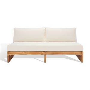 Safavieh Julianne Brazilian Teak Wood Patio Sofa in Natural / Beige