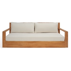 Safavieh Kauai Brazilian Teak Wood Patio Sofa  in Natural / Beige