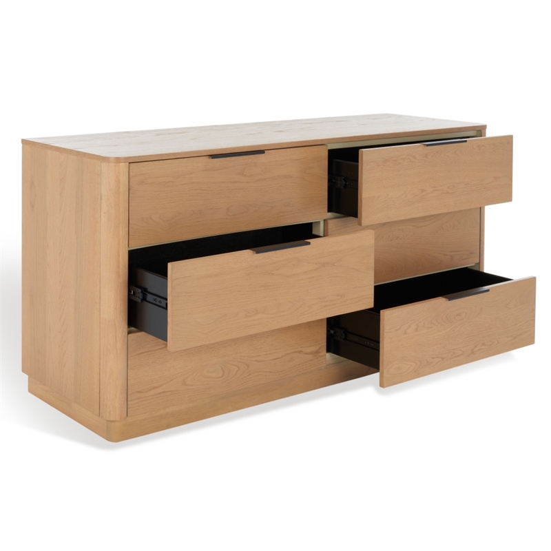 Safavieh Gabrietta 6 Drawer Wood Dresser in Natural / Black