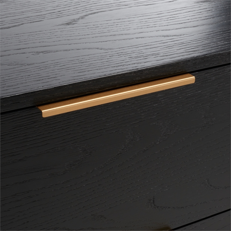 Safavieh Gabrietta 6 Drawer Wood Dresser  in Black / Gold