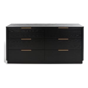 Safavieh Gabrietta 6 Drawer Wood Dresser  in Black / Gold