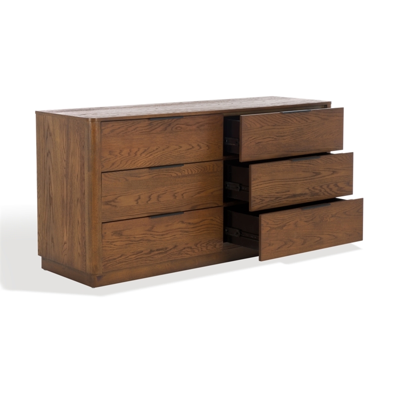 Safavieh Gabrietta 6 Drawer Wood Dresser in Oak / Black