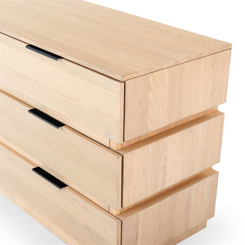 Safavieh Titus 6 Drawer Wood and Metal Stacked Dresser  in Oak