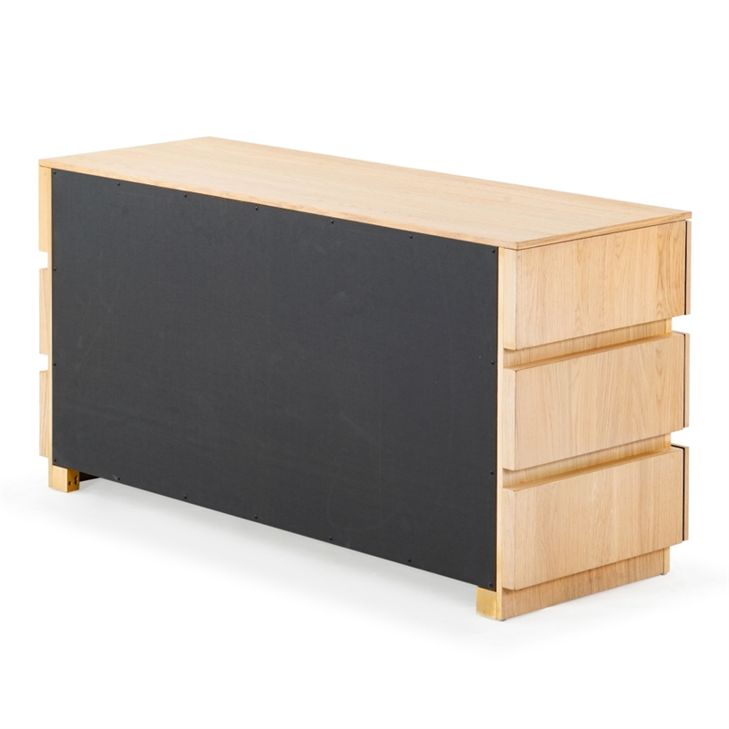Safavieh Titus 6 Drawer Wood and Metal Stacked Dresser  in Oak