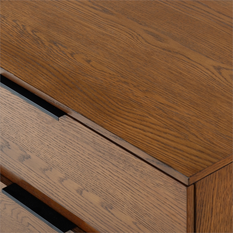 Safavieh Titus 6 Drawer Wood and Metal Stacked Dresser in Oak