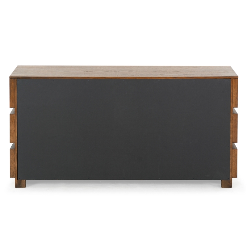 Safavieh Titus 6 Drawer Wood and Metal Stacked Dresser in Oak
