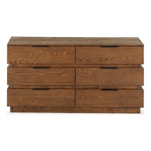 Safavieh Titus 6 Drawer Wood and Metal Stacked Dresser in Oak