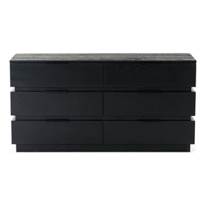 Safavieh Titus 6 Drawer Wood and Metal Stacked Dresser in Black