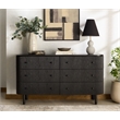 Safavieh Shelbie 6 Drawer Reeded Wood Dresser in Black / Black