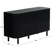 Safavieh Shelbie 6 Drawer Reeded Wood Dresser in Black / Black