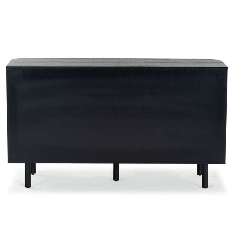 Safavieh Shelbie 6 Drawer Reeded Wood Dresser in Black / Black