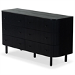 Safavieh Shelbie 6 Drawer Reeded Wood Dresser in Black / Black