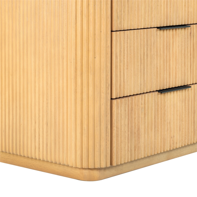 Safavieh Barrymore Reeded Wood 6 Drawer Dresser in Oak